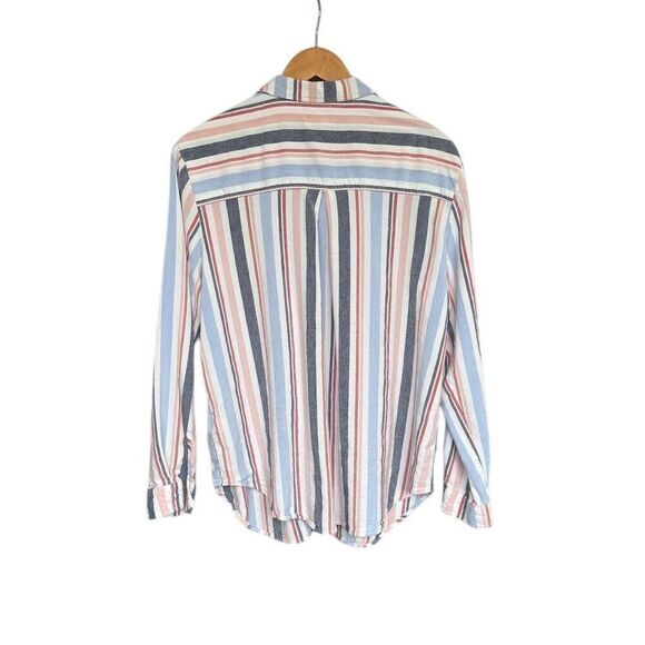 Anthropologie Maeve XL Multicolor Striped Linen Blend ButtonUp Shirt Long Sleeve - Picture 2 of 7
